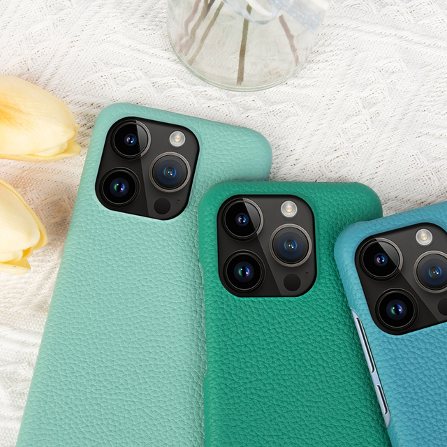 Top Cowhide Genuine Leather Case for iPhone 15 14 Pro 13pro Max Fresh Color Popular Wholesale Drop Resistant Case