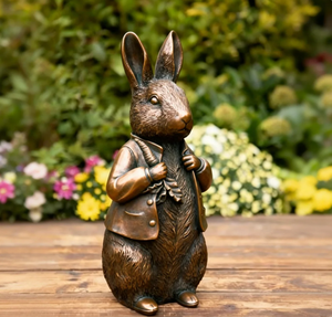 Statue de lapin en bronze inspirée de la figurine de Peter Rabbit pour la décoration intérieure et extérieure de la bibliothèque, cadeau littéraire pour aire de jeux - Product Image 2