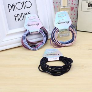 Coleteros para el cabello, tarjeta tres en uno, 5 piezas, bandas para el cabello trenzadas de tela de alta elasticidad para uso diario, color negro mixto - Product Image 1