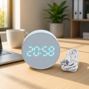 <span class=keywords><strong>Orologio</strong></span> Digitale LED <span class=keywords><strong>da</strong></span> <span class=keywords><strong>Tavolo</strong></span> Rotondo in Bambù, Design Moderno e Semplice, Sveglia per Camera <span class=keywords><strong>da</strong></span> Letto, Soggiorno e Ufficio - Product Image 6