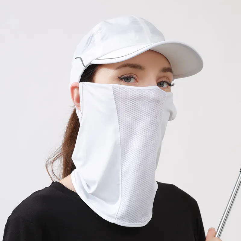 All'ingrosso tessuto personalizzato a prova di sole fresco Sport Golf viso maschera UV-Screen UPF 50 + collo ghetta Bandana