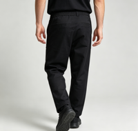 Pantalon en sergé noir pour homme, coupe droite, taille élastique, passants de ceinture, poches obliques, décontracté, marque privée, vente en gros