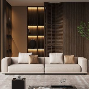 Sofá de cuero genuino Alien Horizon, forma Horizon, muebles modernos minimalistas para sala de estar, para villas y apartamentos. - Product Image 3