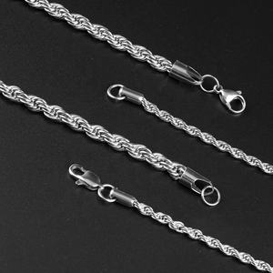 Cadena de Oro Delgada de Acero Inoxidable Chapada en Oro de 14k y 18k, Diseño de Cuerda Trenzada, Venta al Por Mayor - Product Image 2