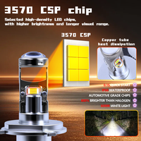 Ampoule de phare de voiture H4 super lumineuse 6000K, loupe laser H4, projecteur LED, kit de lentilles de projecteur bi-LED, kit de lampes LED