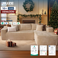 Canapé d'angle modulaire moderne en tissu rembourré avec éponge, trois places, ensemble de canapés sectionnels compressibles - Écologique et confortable pour entrepôt