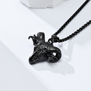Cross-border yunnique niche personalized pentagram devil goat titanium steel necklace retro <b>style</b> Satan goat <b>head</b> p - Product Image 3