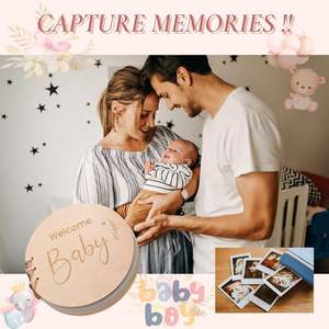 Wooden Folk Art Baby Shower Games Guestbook Keepsake <b>Memory</b> Book Engraving Eco-friendly Handmade <b>Gift</b> for Christmas Occasions - Product Image 2