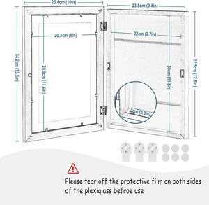 Cadre photo pliable pour œuvres d'art d'enfants, en bois blanc, verre incassable, format A4/A3, design moderne pour collection d'enfants - Product Image 3