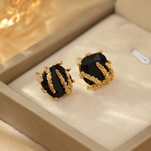 French Style New Retro Geometric Zircon <b>Stud</b> Earrings Gold Plated S925 <b>Silver</b> Luxury Women's Jewelry - Product Image 3