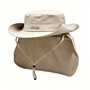 Adjustable Neck Flap Sun <b>Hat</b>-Lightweight Breathable UPF 50+ Silk 3D Embroidery Outdoor Bucket <b>Hat</b> for Hiking Fishing Gardening - Product Image 6