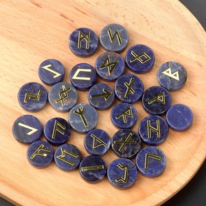 Juego de <span class=keywords><strong>Runas</strong></span> de piedras preciosas de forma redonda de 18mm con <span class=keywords><strong>alfabeto</strong></span> Futhark antiguo grabado, 25 uds., juego de <span class=keywords><strong>Runas</strong></span> de Chakra curativo de adivinación de cristal - Product Image 6