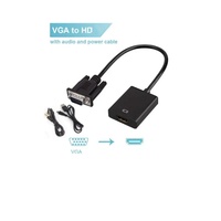 Convertidor VGA Macho a HDTV Hembra de Cobre de Alta Pureza Bajeal con Audio Estéreo de 3.5mm, Carga USB y Revestimiento de PVC para Multimedia