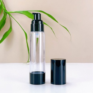 Round Shape Black Transparent Clear15ml 30ml 50ml 80ml 100ml 120ml AS Plastic Airless <b>Bottle</b> with Spray Lotion <b>Pump</b> for Cosmetic - Product Image 2