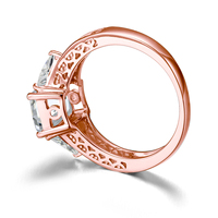 Bague de luxe pour femme en argent 925 plaqué or rose avec moissanite taille émeraude GRA 3 carats, idéale pour fiançailles et mariage