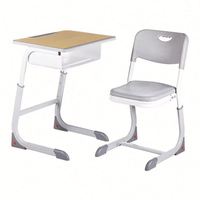 Ensemble bureau et chaise ergonomiques réglables pour étudiants avec tiroir et plateau de travail en panneaux de particules pour l'étude en classe