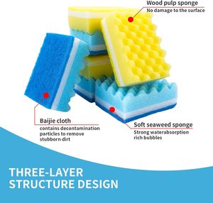 Household Kitchen Sponge <b>Scrub</b> Pad Eco-friendly Color Sponge <b>Brush</b> Thickened Durable Clean Dishwashing Cloth Factory Wholesale - Product Image 5