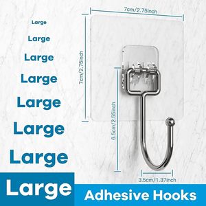 Transparent Self-adhesive <b>Wall</b> Hook for Kitchen Bathroom Living Room Bedroom-Mug Holder Clothing Organizer Eco-friendly Material - Product Image 4