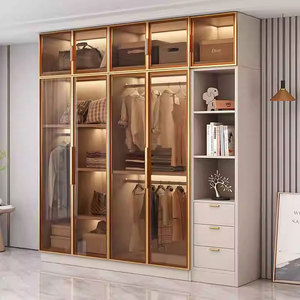 Set di Mobili per <span class=keywords><strong>Camera</strong></span> <span class=keywords><strong>da</strong></span> <span class=keywords><strong>Letto</strong></span> <span class=keywords><strong>con</strong></span> <span class=keywords><strong>Cabina</strong></span> <span class=keywords><strong>Armadio</strong></span> di Lusso e Ante in Vetro <span class=keywords><strong>con</strong></span> Telaio in Alluminio - Product Image 4