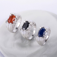 Nuevo 2015 joyería de plata esterlina gran anillo de piedra para hombre rubí CZ anillo