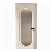 Porte battante simple en verre dépoli pour salle de bain, portes de séparation françaises modernes en aluminium avec vitrage arqué