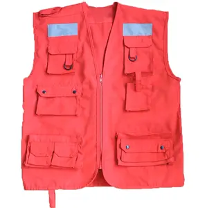 Hohe Sichtbarkeit Custom Work Cotton Utility Weste Bunte atmungsaktive Reiß verschluss Sicherheit Workwear Jacke Outdoor Angeln mit Taschen