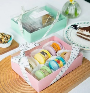 Stampa personalizzata Logo bomboniere ecologiche caramelle al <span class=keywords><strong>cioccolato</strong></span> torta alla fragola confezione regalo in carta con coperchio trasparente - Product Image 6