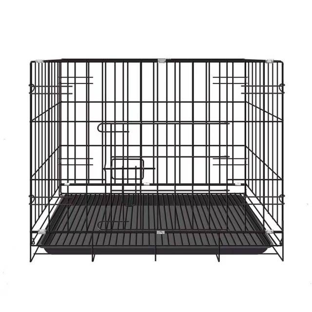 Wholesale Foldable Collapsible Wired Metal Stacked Eco-friendly Small Breeds Dog Crate Pet Cages Houses with Button Closure