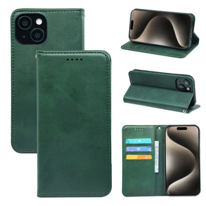 Applicable à <span class=keywords><strong>AP</strong></span> iPhone17 Pro support 15 étui de téléphone portable 13 cuir de veau fort magnétique 11 étui à rabat 12 étui en cuir de téléphone - Product Image 4