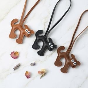 Fashion Keychain Pendant PU Leather Dog Bag Charm <b>Cute</b> Puppy Keychain Dog <b>Keyring</b> for Women Purse Backpack - Product Image 1