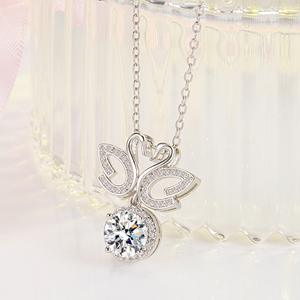 Gran oferta, collar con colgante de amor de Lago de cisne romántico, diseño de beso de cisne de seis puntas con moissanita simulada brillante, joyería de moda - Product Image 4