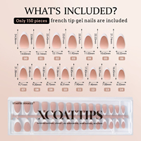 XCOATTIPS réutilisable faux faux ongles moyen amande doux Gel X manteau ongles conseils en gros français pointe épaisse presse sur les ongles en Gel