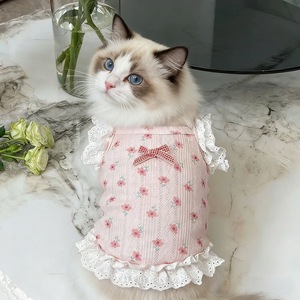 [618] Pet dropshipping kitten floral lace camisole thin <b>dog</b> <b>clothes</b> summer <b>small</b> <b>dog</b> vest <b>dog</b> <b>clothes</b> - Product Image 2