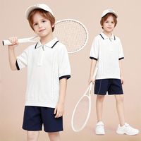 Polo en tricot pour garçons, pull court à demi-zip pour enfants, style preppy, décontracté, respirant, hauts en tricot d'été pour le sport