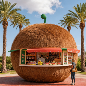 نحت فواكه كبير من الراتنج والألياف الزجاجية مخصص للديكور الخارجي على شكل جوز الهند والمانجو - Product Image 4