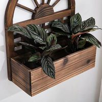 Jardinière murale simple en bois de sapin chinois carbonisé rustique, légère, pour extérieur, anti-corrosion, décoration de jardin