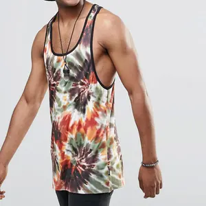 Custom sublimation printed logo men tank top beach style vest