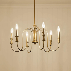 6 Lumière 29 ''Moderne De Luxe En Laiton Bougie Lustre OEM Grand Large Contemporain Art Déco Salon Salle À Manger Ambiemt Suspension - Product Image 3
