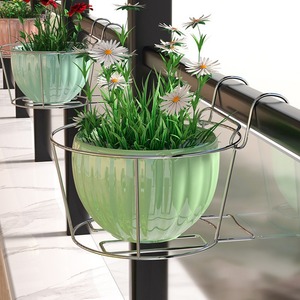 Stainless Steel Flower Pot Rack Round <b>Hook</b> Type Balcony Railing Hanger Hanging Basket For Outdoor Use - Product Image 1