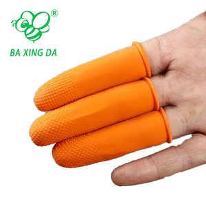 Oranje Antislip Beschermende Handschoenen Wegwerp Verdikte <span class=keywords><strong>Rubber</strong></span> Slijtvast Latex Vingerbedje Voor Het Tellen Van Geld - Product Image 3