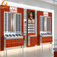 Vitrine optique de luxe blanche à LED avec verrouillage, présentoir en verre et miroir pour magasin de lunettes de vue