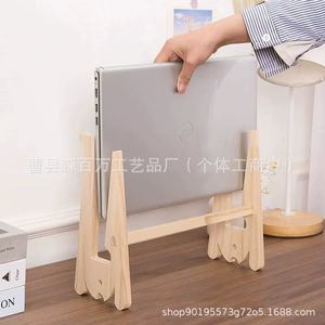 Solid Wood <b>Desktop</b> Laptop Stand 33cm Adjustable Height Cooling Base Simple Wooden Holder - Product Image 2