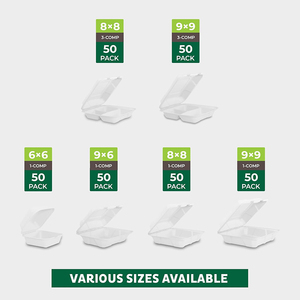 Caja de bagazo de caña de <span class=keywords><strong>az</strong></span>úcar compostable biodegradable personalizada 3 Divisiones contenedores de alimentos compostables Clamshell desechables para comida caliente - Product Image 6