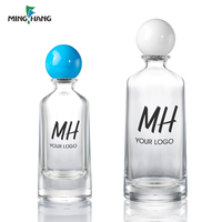 Flacon pulvérisateur de parfum en verre transparent haut de gamme, vide, réutilisable, avec bouchon sphérique haut et rond, logo personnalisé, contenant cosmétique pour parfum