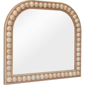 Espejo montado en la pared de madera similar a una ventana con bordes de cuentas de madera, espejo de baño decorativo arqueado o espejo de sala de estar, 27,5 "W x 2 - Product Image 4