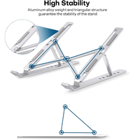 Support d'ordinateur portable pliable réglable en plastique portable, support vertical pour ordinateur portable pliable, support pour tablette en alliage d'aluminium