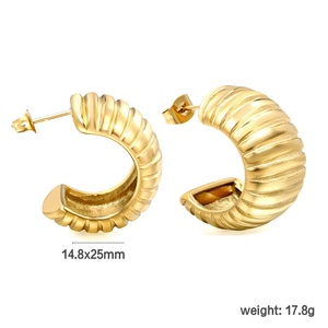 Pendientes de Acero Inoxidable Personalizados al por Mayor, Resistentes al Deslustre, Chapados en Oro de 18K, Joyería Impermeable, Pendientes con Textura de Corazón - Product Image 4