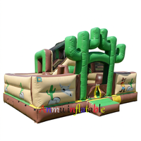 Château gonflable commercial à thème western avec toboggan, idéal pour les fêtes d'enfants et la location