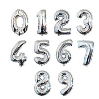 Lettres de ballon numérique en film d'aluminium argenté de 32 pouces pour les décorations de salle de fête d'anniversaire et de mariage de la fête des mères
