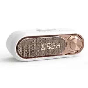 Portable Bluetooth Speaker With Clock Radio Smart Phone Charging Speakers Bluetooth Alarm Clock Speaker with Wireless Charger